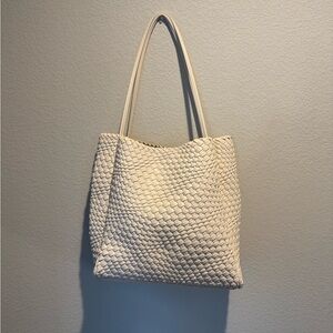 Anthropologie Cream Woven Tote Bag